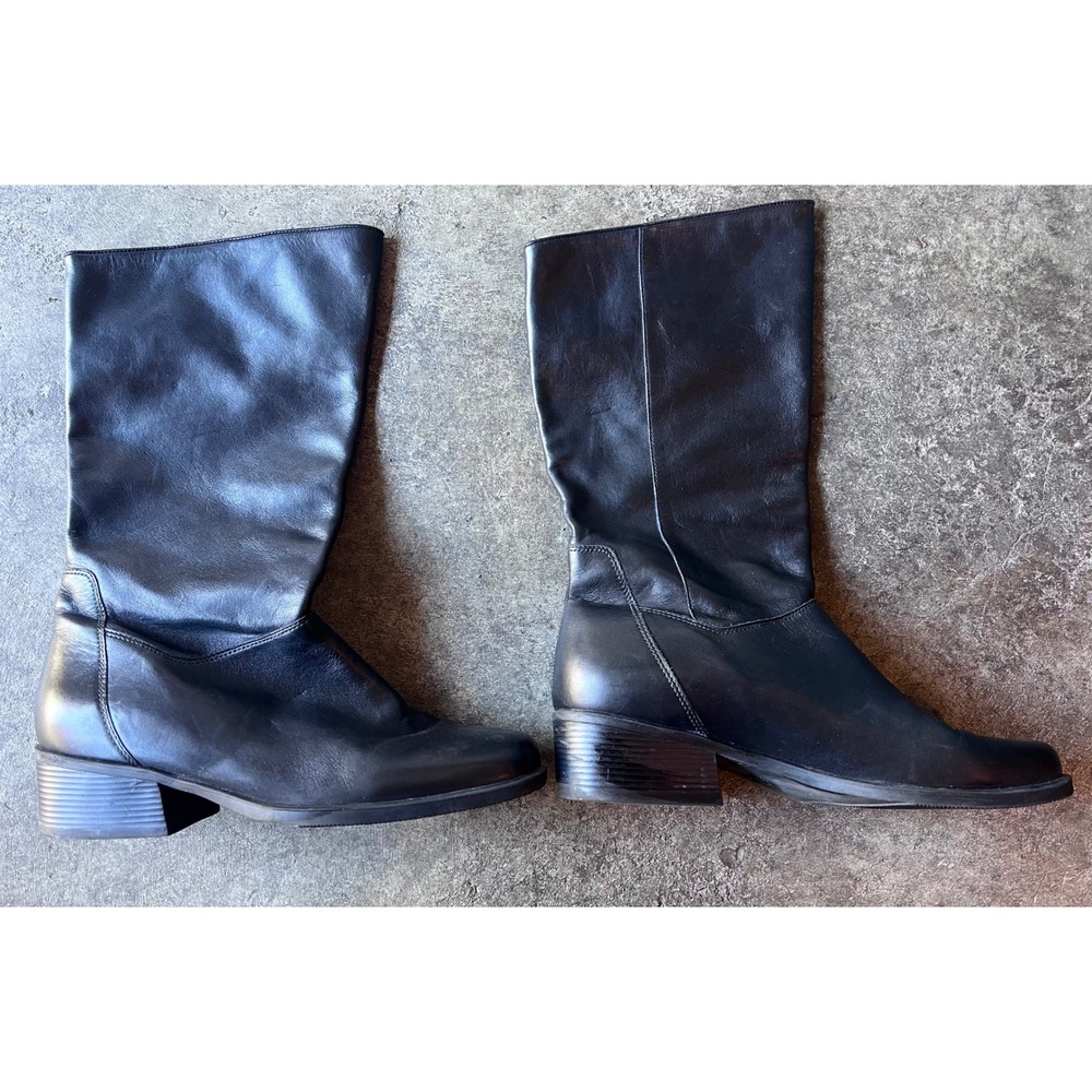 Naturalizer Cuff Women's Narrow Black Leather Riding Boots 895N61 9M